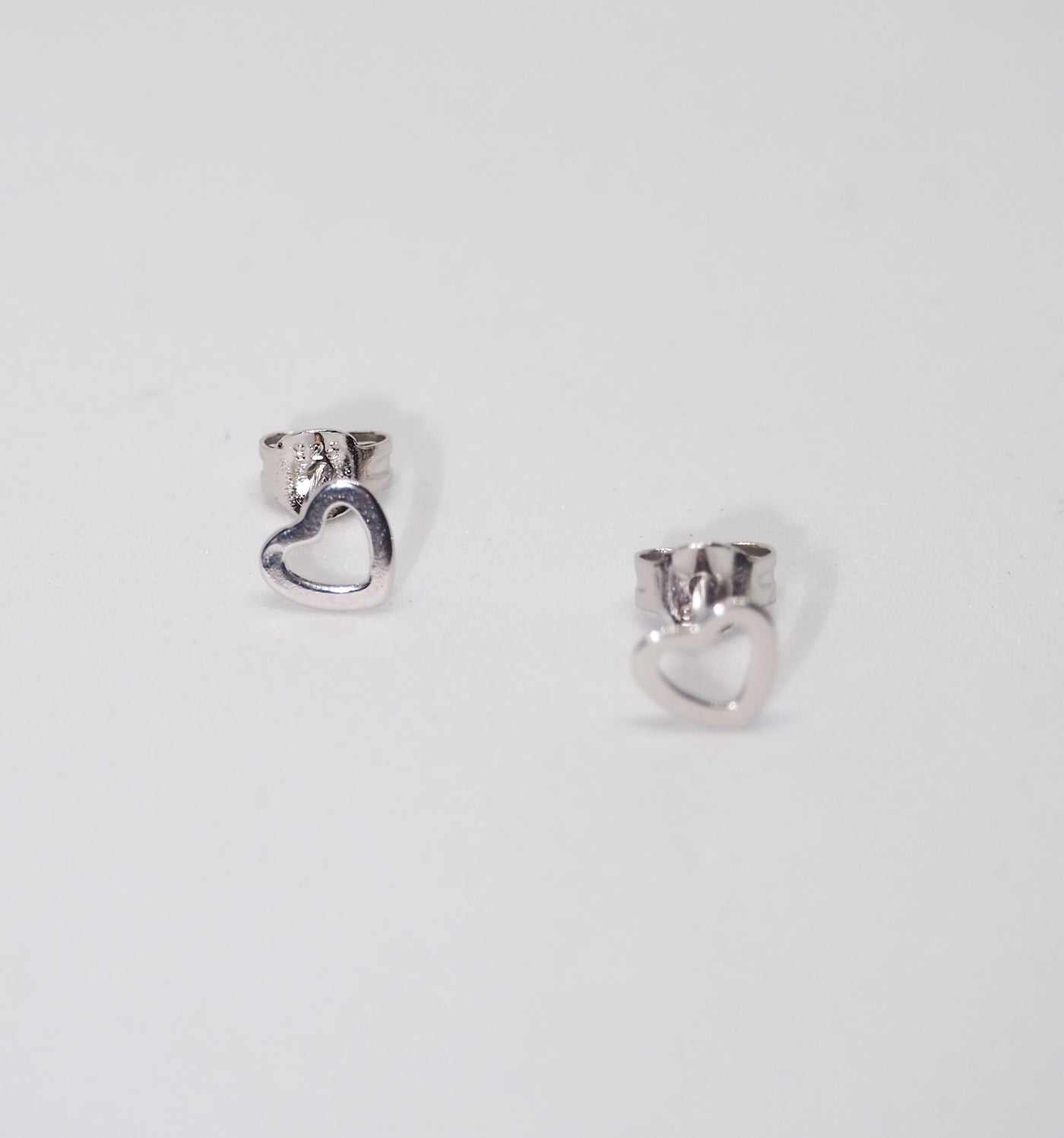 Open Heart Silver Stud Earrings