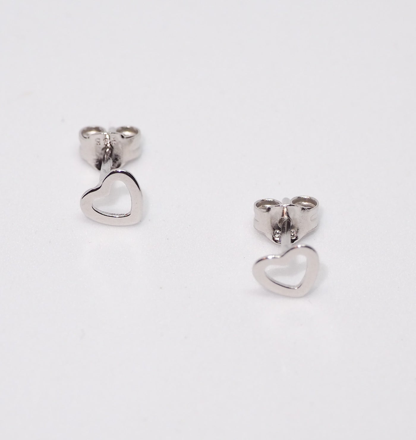 Open Heart Silver Stud Earrings