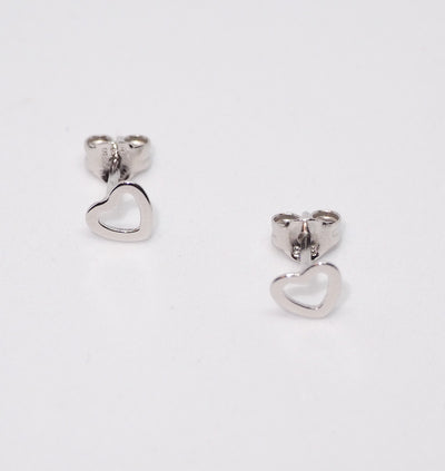 Open Heart Silver Stud Earrings