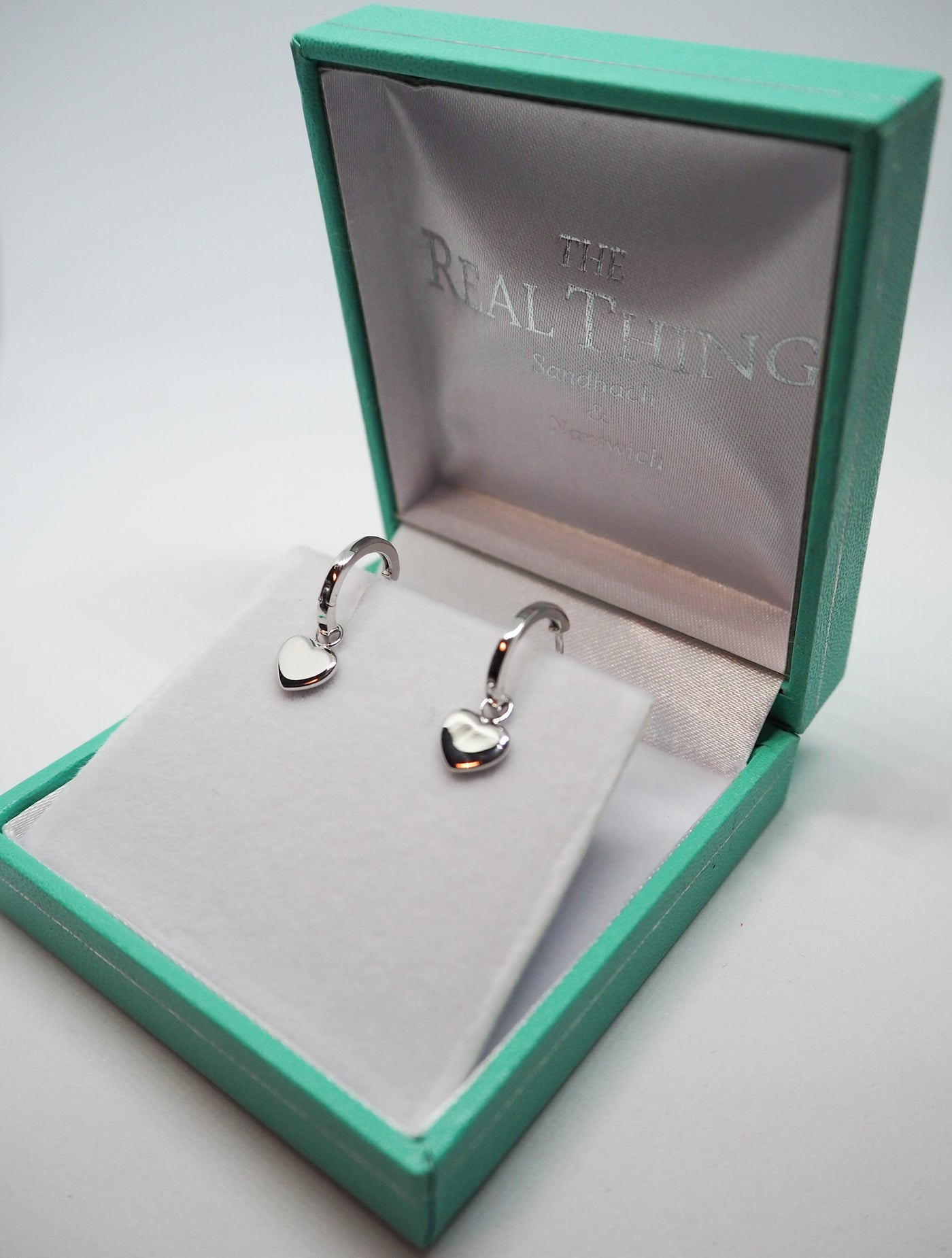 Silver Heart Huggie Hoop Earrings