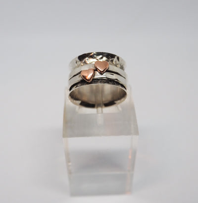 Silver & Rose Gold Hearts Spinning Ring