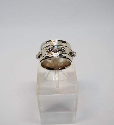 Silver Moonstone Wide Spinning Ring