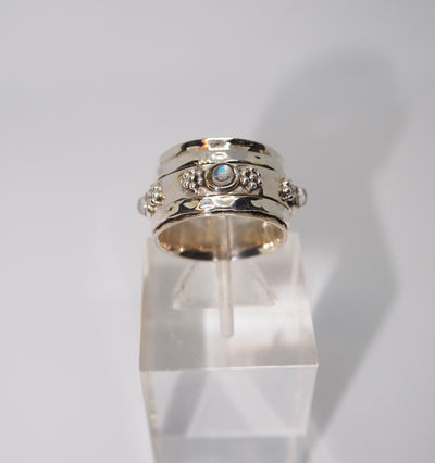 Silver Moonstone Wide Spinning Ring