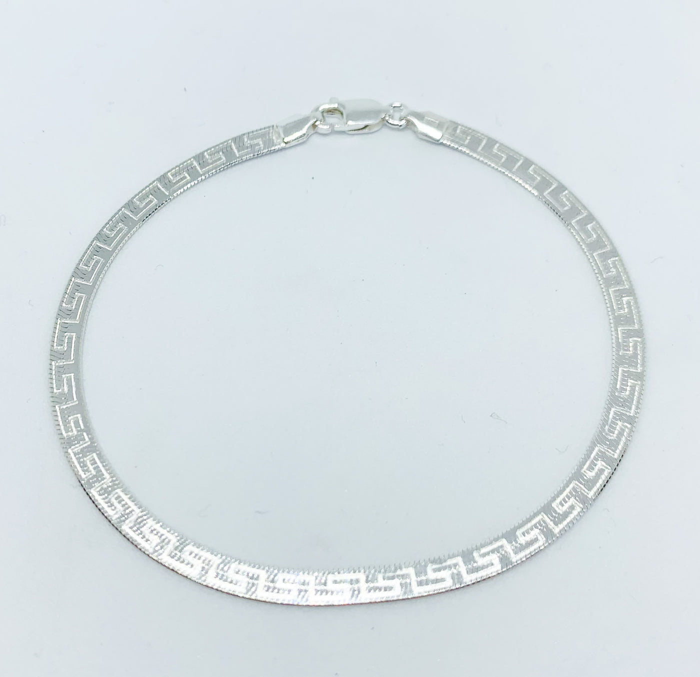Silver Greek Key Flat Bracelet