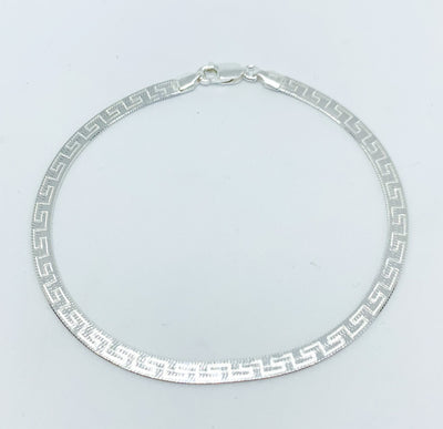 Silver Greek Key Flat Bracelet