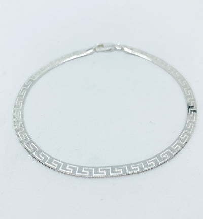 Silver Greek Key Flat Bracelet