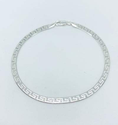 Silver Greek Key Flat Bracelet