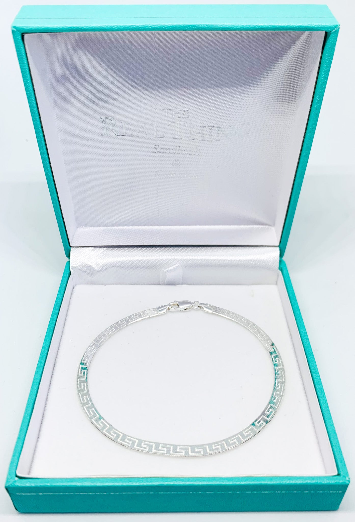 Silver Greek Key Flat Bracelet