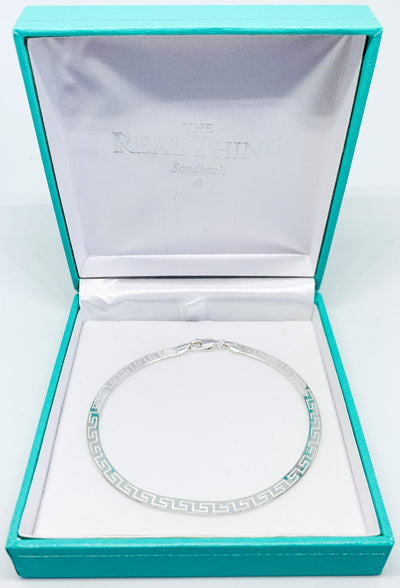 Silver Greek Key Flat Bracelet