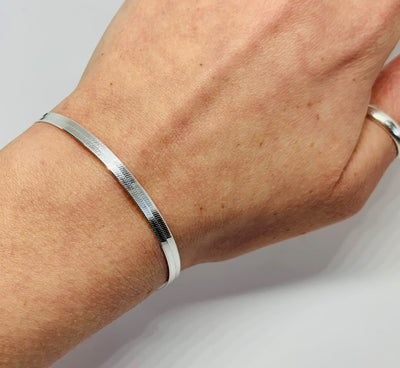 Silver Greek Key Flat Bracelet