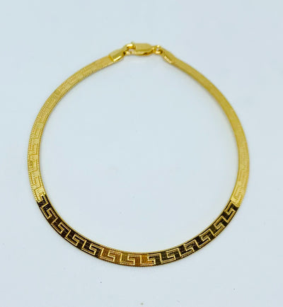 Gold Greek Key Flat Bracelet