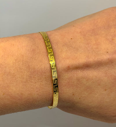 Gold Greek Key Flat Bracelet