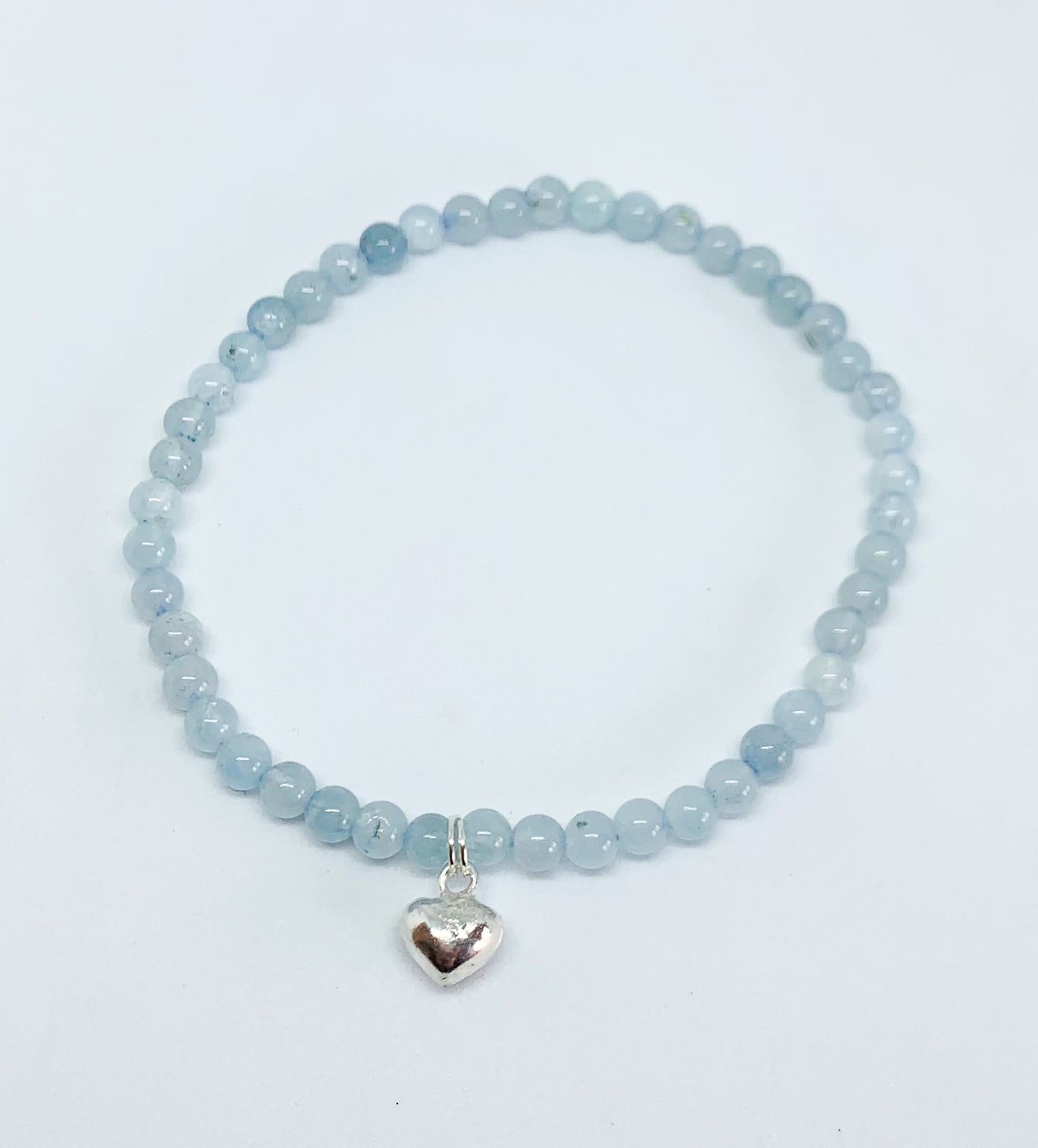 Aquamarine Bead Heart Bracelet