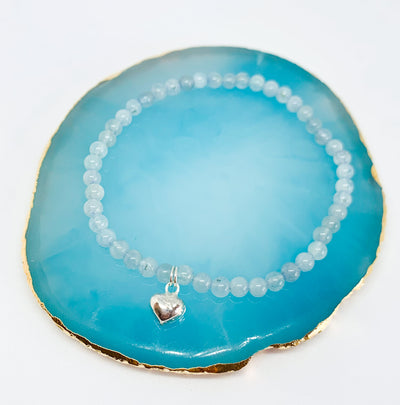 Aquamarine Bead Heart Bracelet
