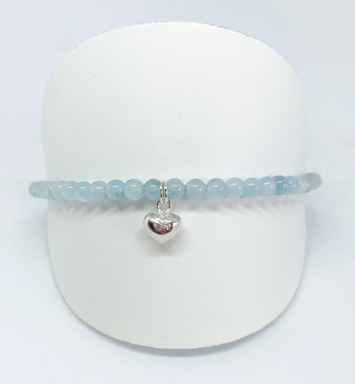 Aquamarine Bead Heart Bracelet