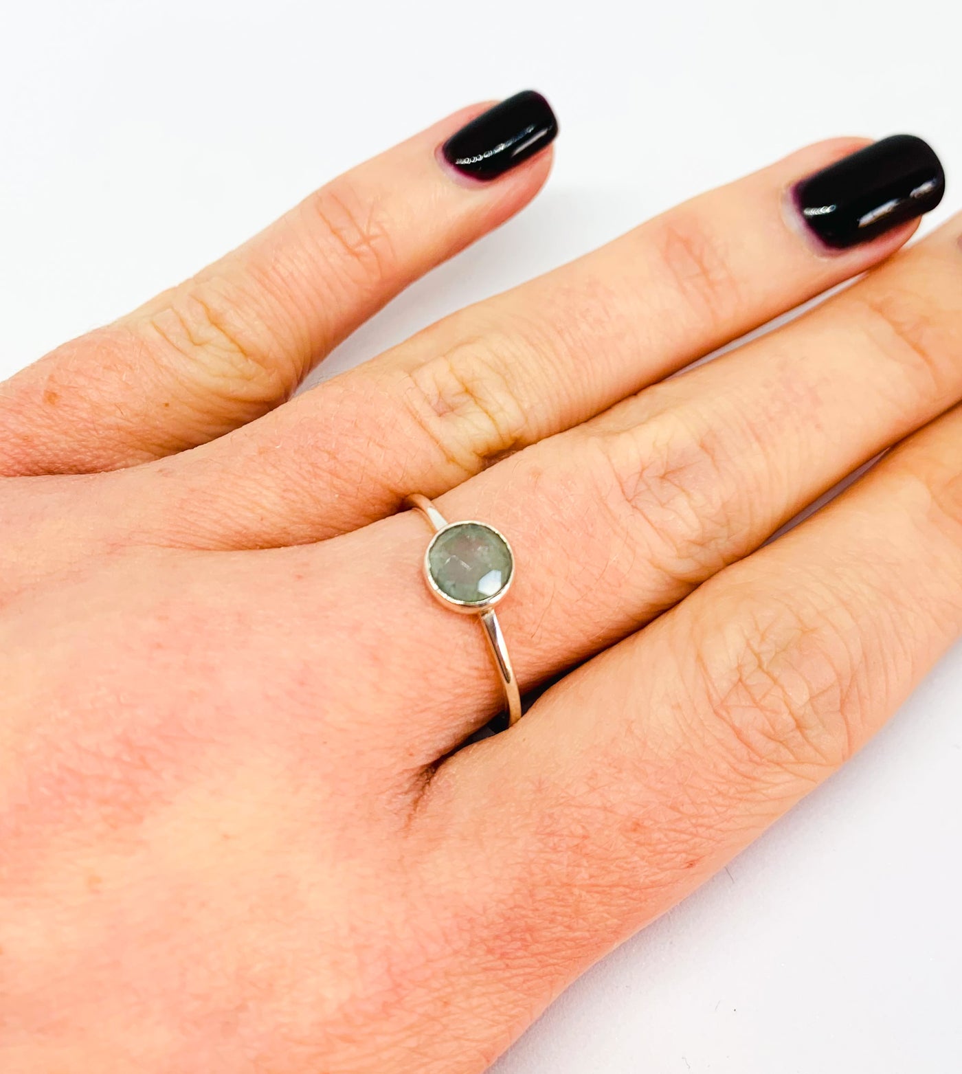 Dainty Facetted Aquamarine Ring