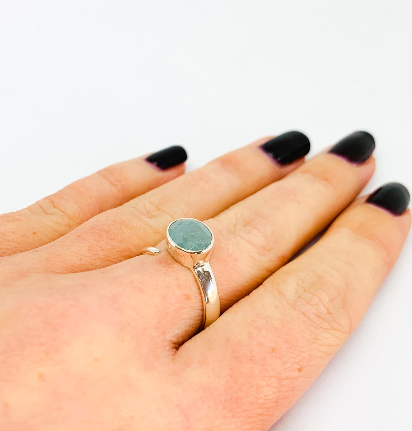 Aquamarine Oval Split Ring