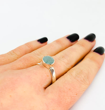 Aquamarine Oval Split Ring