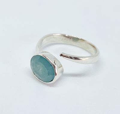 Aquamarine Oval Split Ring