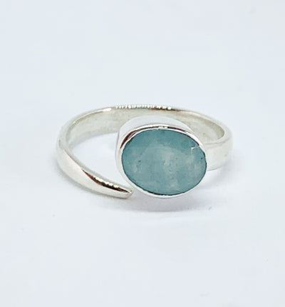 Aquamarine Oval Split Ring