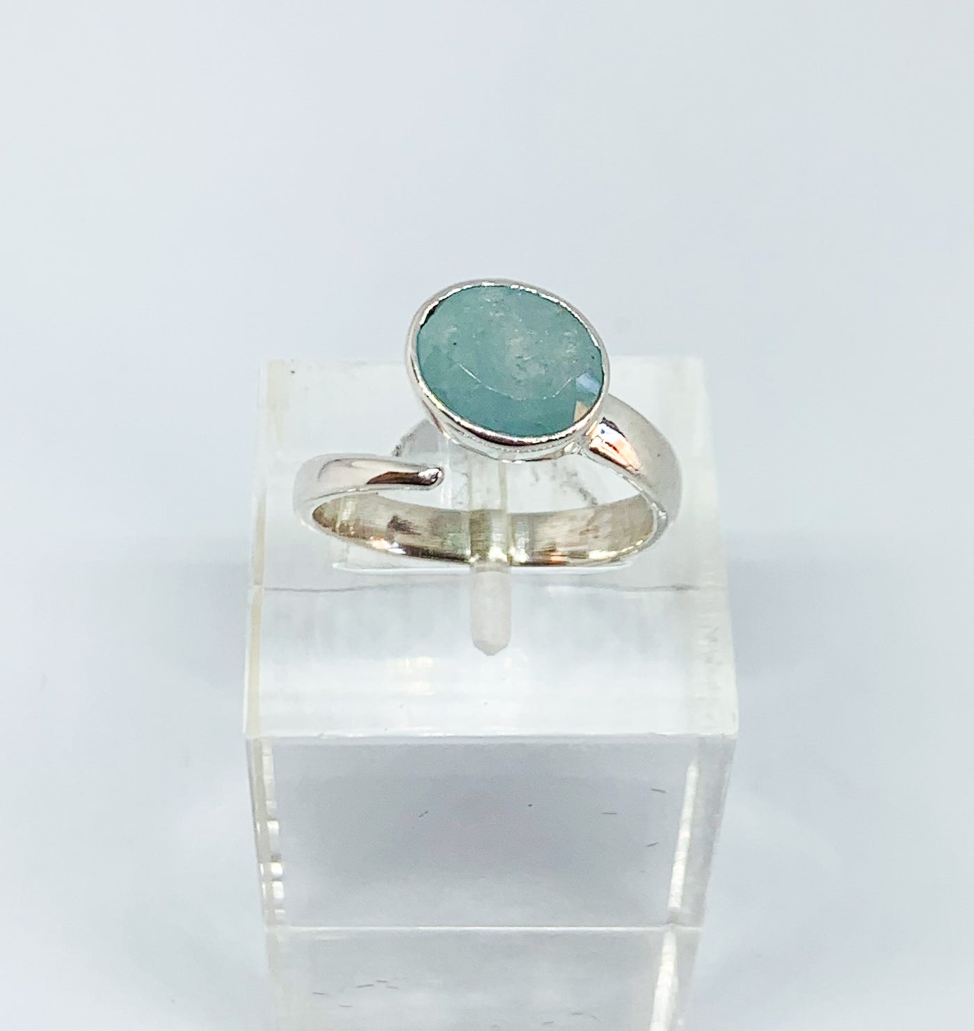 Aquamarine Oval Split Ring