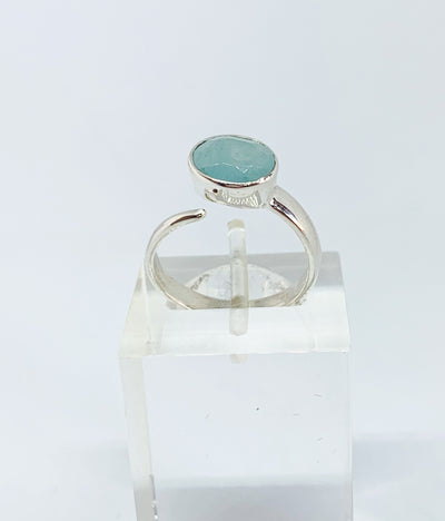 Aquamarine Oval Split Ring