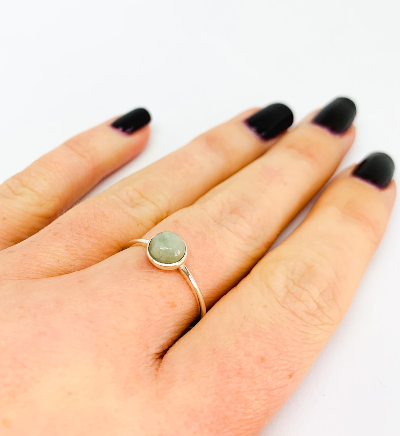 Dainty Round Aquamarine Ring