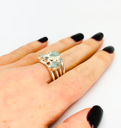 Chunky Aquamarine & Blue Topaz Ring