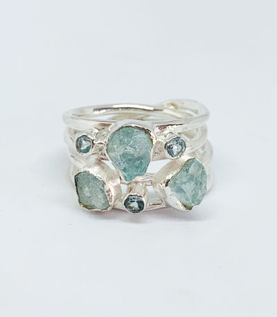 Chunky Aquamarine & Blue Topaz Ring