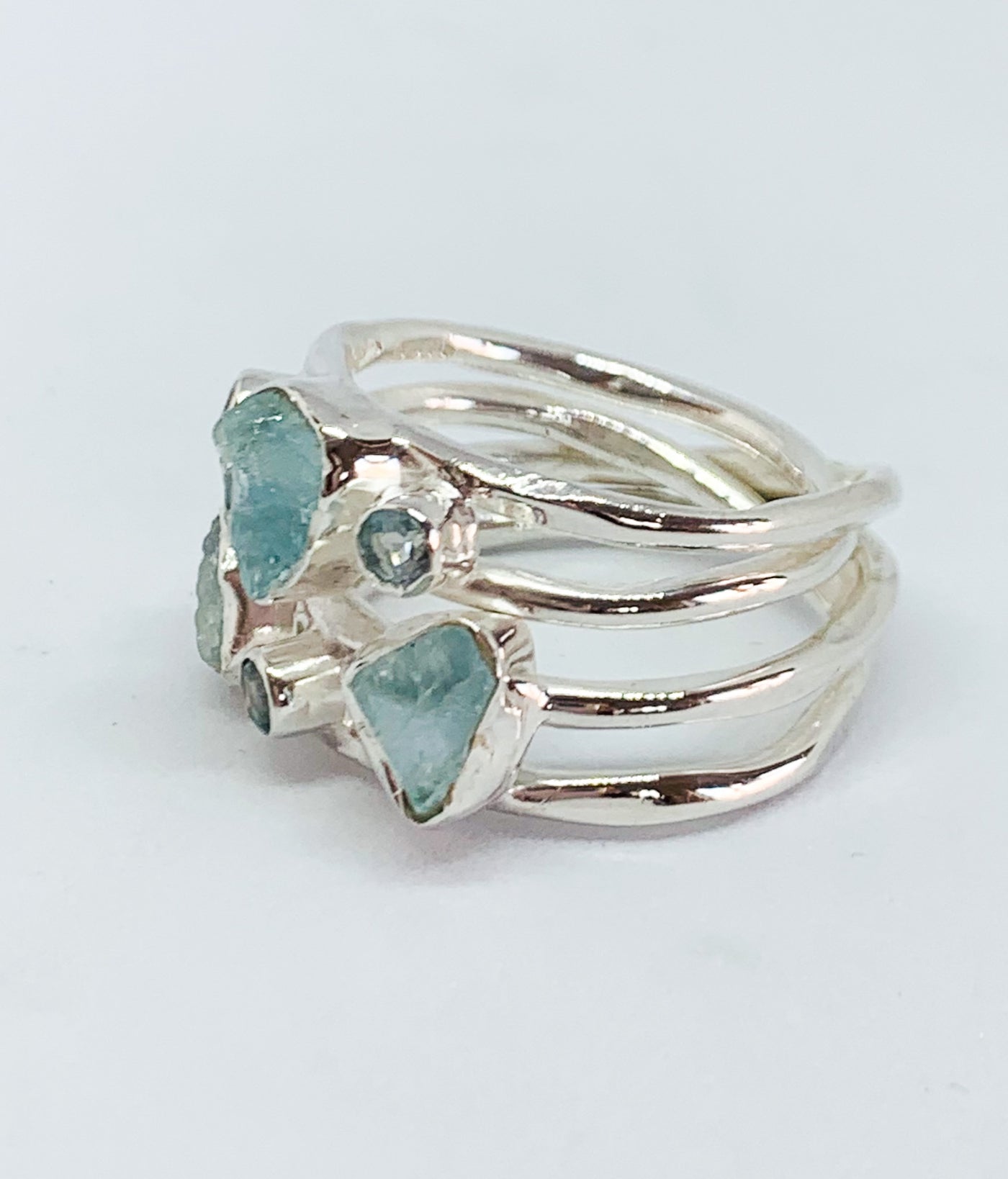 Chunky Aquamarine & Blue Topaz Ring