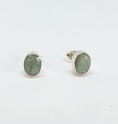 Aquamarine Oval Stud Earrings