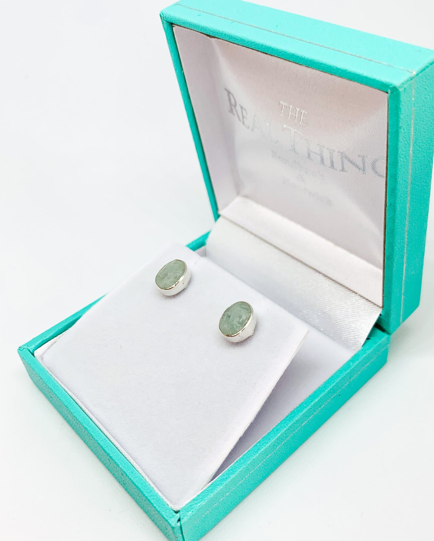 Aquamarine Oval Stud Earrings