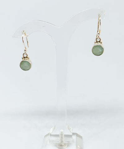 Aquamarine Facetted Round Drop Earrings