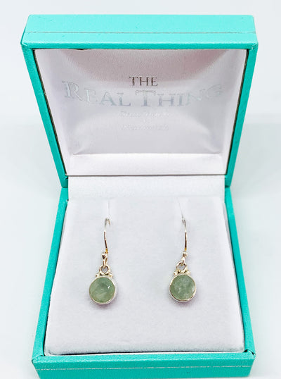 Aquamarine Facetted Round Drop Earrings