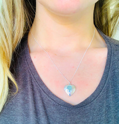 Aquamarine Hammered Heart Pendant