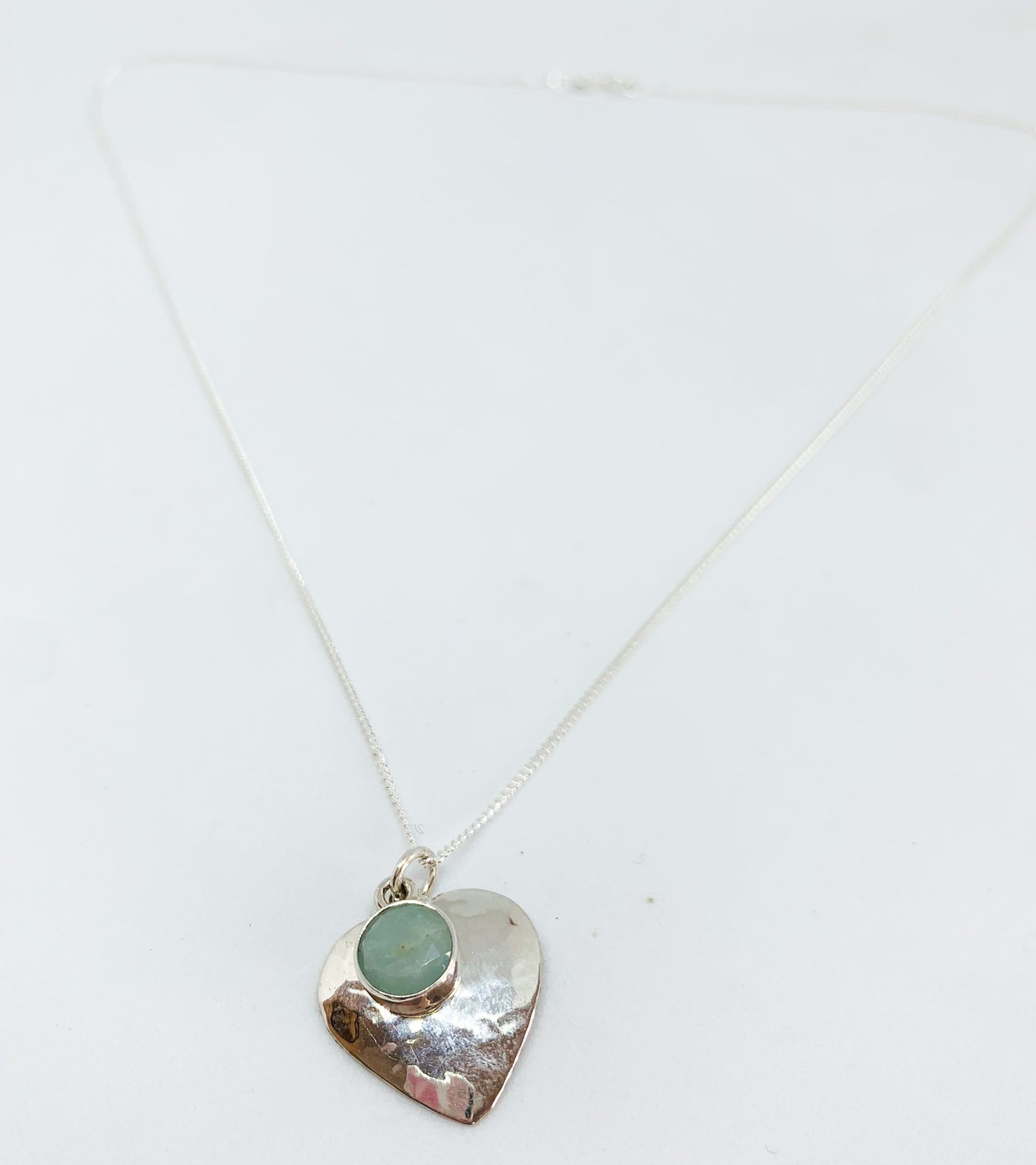 Aquamarine Hammered Heart Pendant