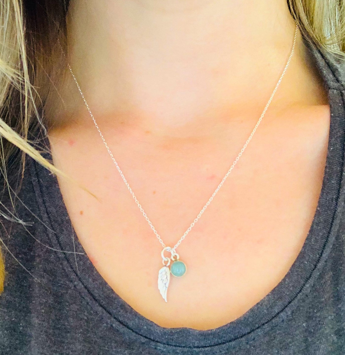 Aquamarine Angel Wing Pendant