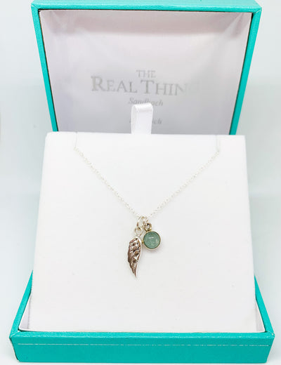 Aquamarine Angel Wing Pendant