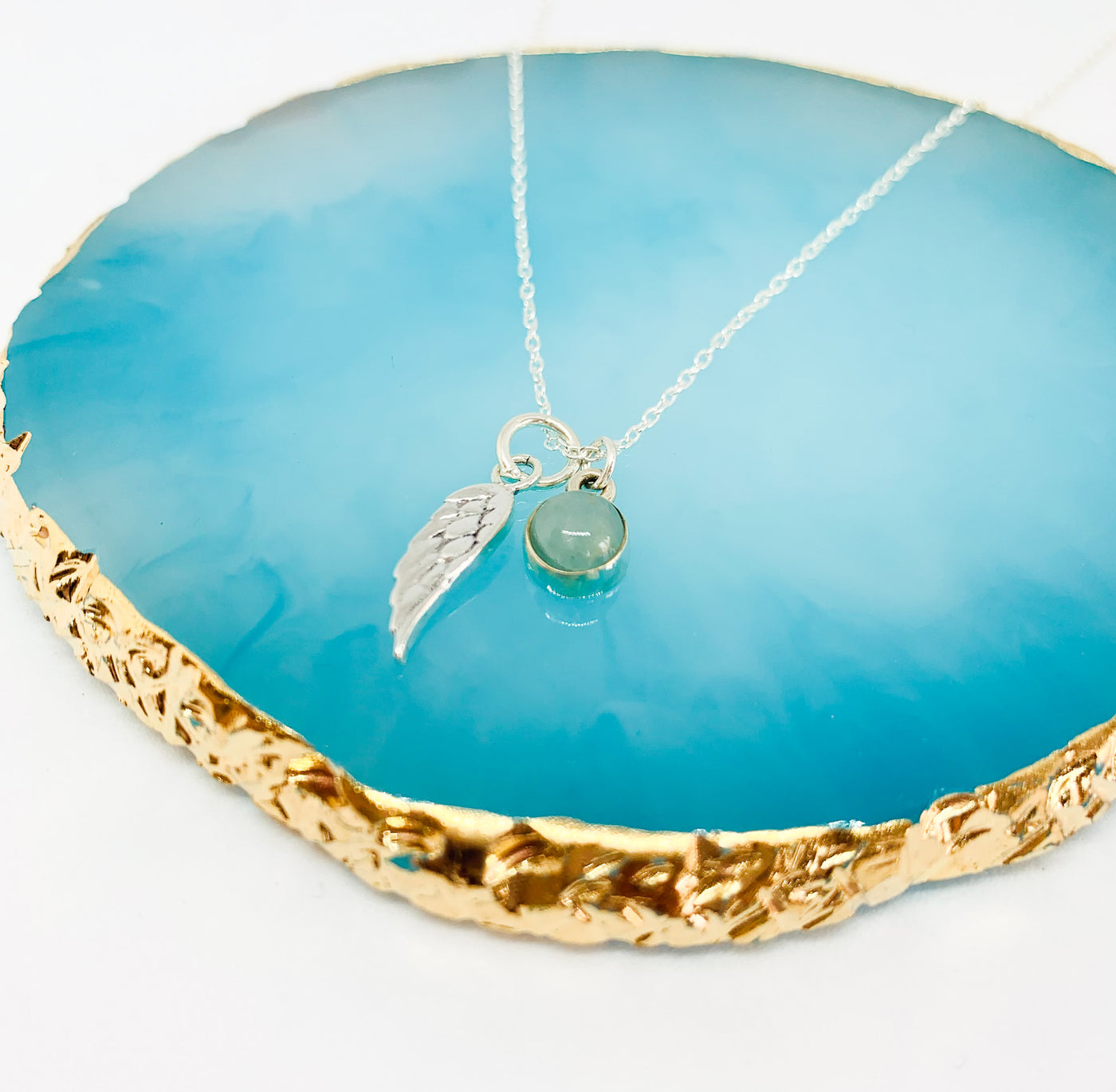 Aquamarine Angel Wing Pendant