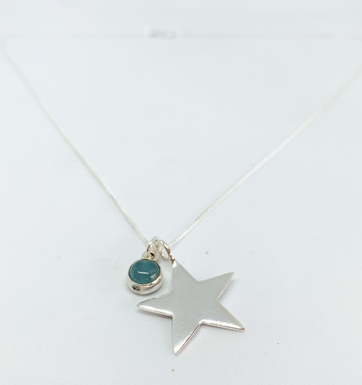 Aquamarine Stone & Star Pendant