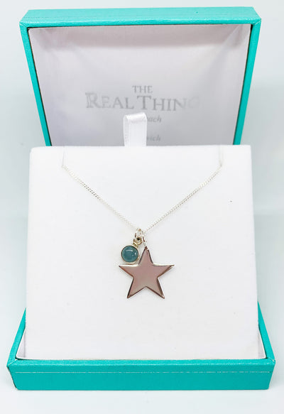 Aquamarine Stone & Star Pendant