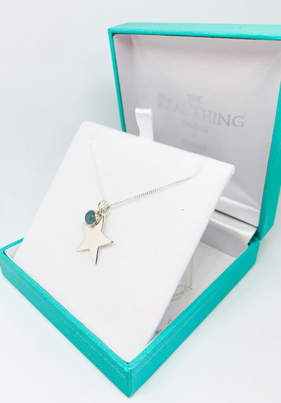 Aquamarine Stone & Star Pendant