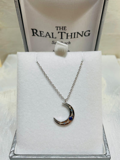 Lapis Moon Crescent Pendant