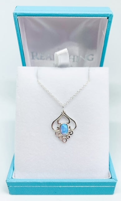 Blue Opal Vintage Fan Pendant