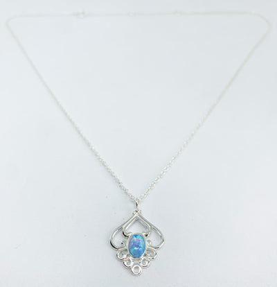 Blue Opal Vintage Fan Pendant