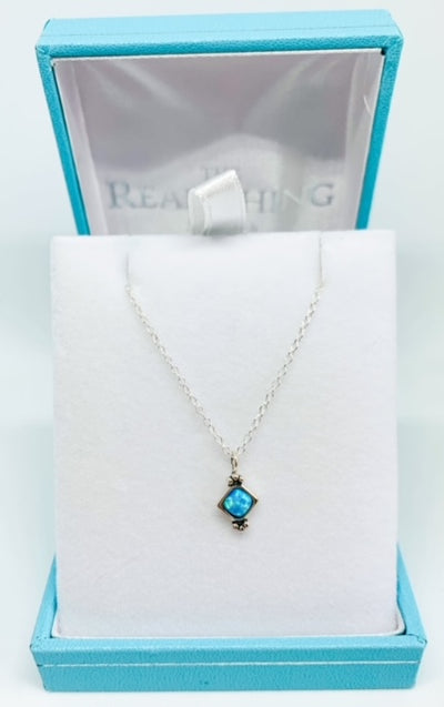 Blue Opal Vintage Square Pendant