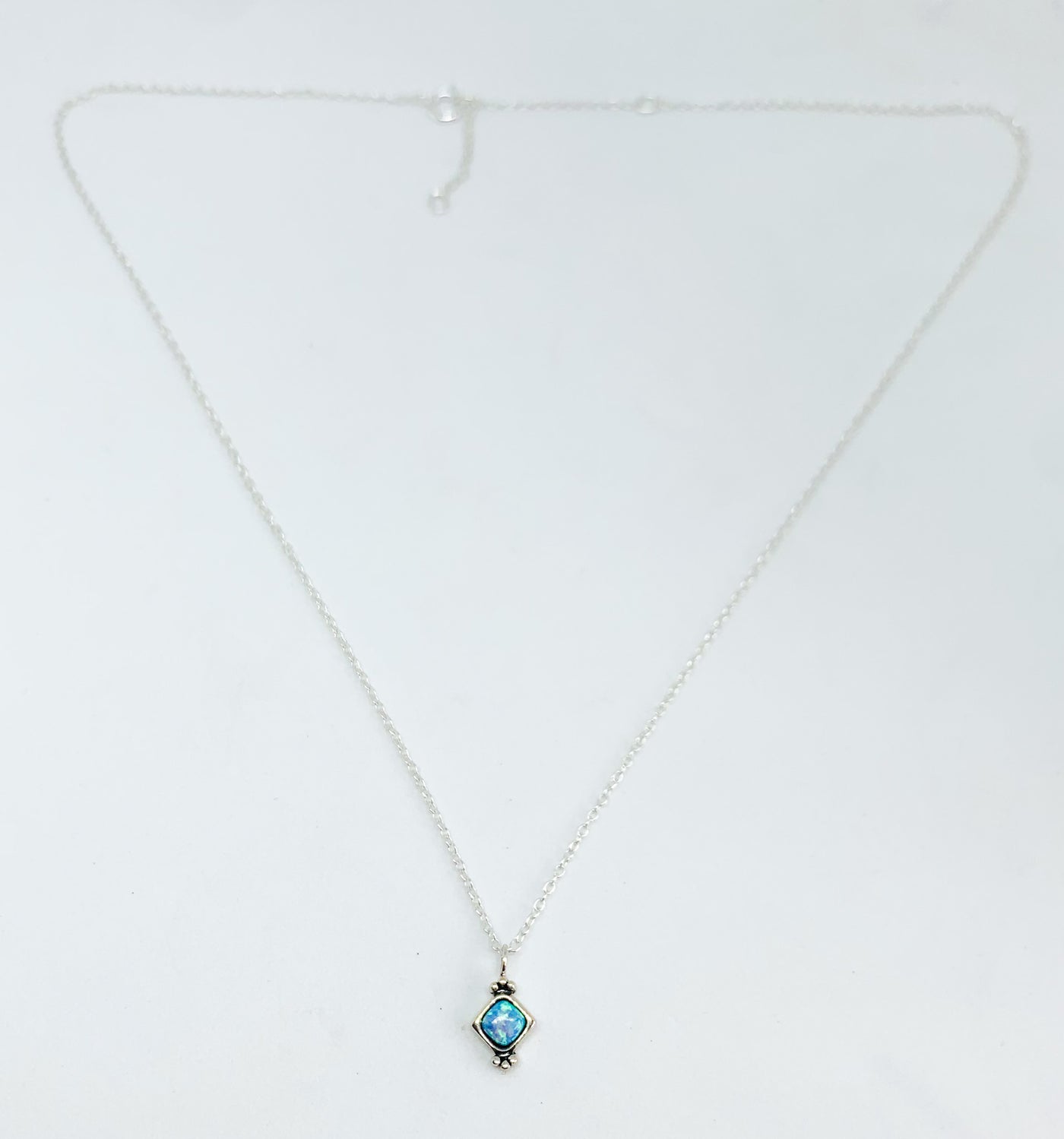 Blue Opal Vintage Square Pendant