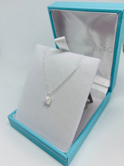 Dainty Round Opal Pendant