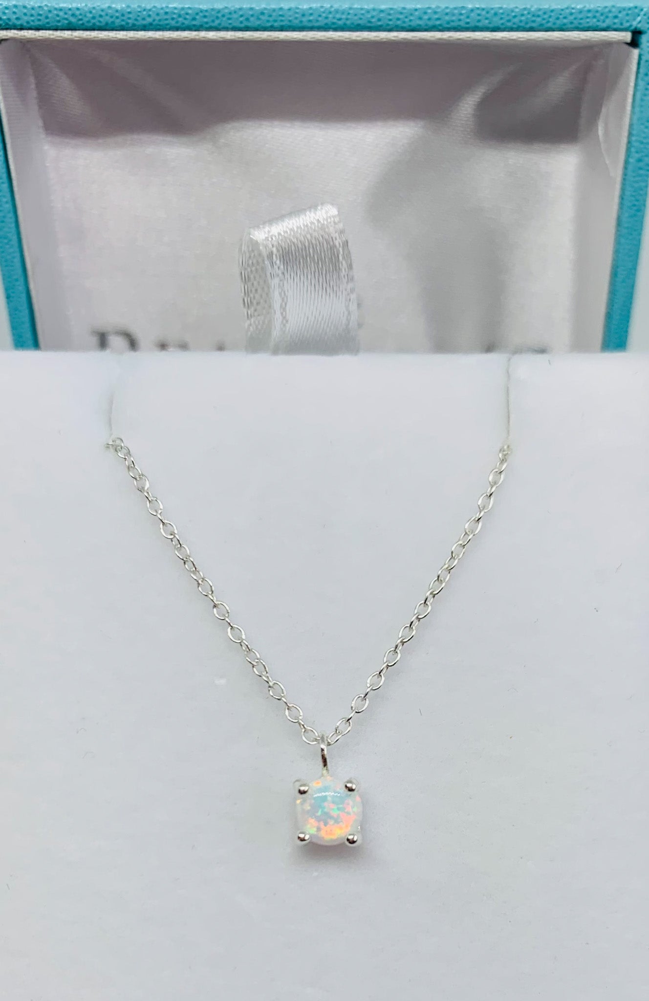 Dainty Round Opal Pendant