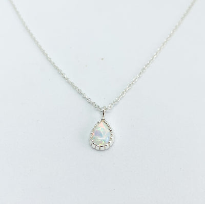 Opal Teardrop Scalloped Edge Pendant